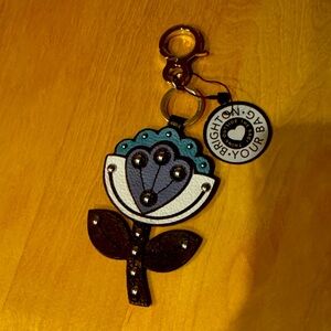 Brighton Blue, purple, white and black Floral Keychain